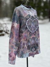 Load image into Gallery viewer, Unisex Medium Heart Pullover Sweatshirt with Kangaroo Pocket in ‘Bubblegum Raven’
