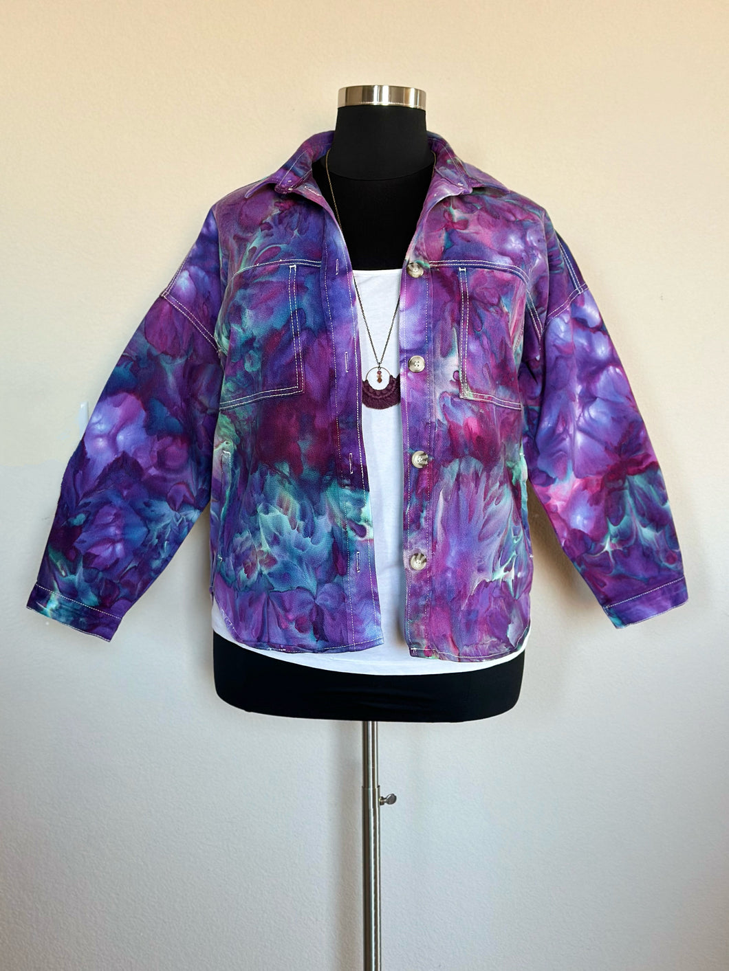 Women’s Large Oversized Denim Shacket Jacket in ‘Northern Lights’