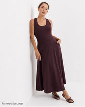Load image into Gallery viewer, Women’s XL Pact Organic Cotton Geode Fit &amp; Flare Open Criss-Cross Back Maxi Dress with Pockets in ‘Rustic Rainbow’
