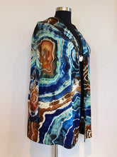 Load image into Gallery viewer, Women’s XL Reverse Geode Hooded Cardigan with Pockets in ‘Azurite’
