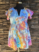 Load image into Gallery viewer, Women’s Large Geode Linen/Rayon Short Sleeve Babydoll Dress with Pockets in ‘Bird Song’

