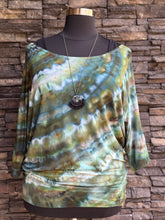 Load image into Gallery viewer, Women’s 2X Off Shoulder 3/4 Sleeve Dolman Top in ‘Moss Agate’ Twist

