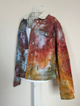 Load image into Gallery viewer, Women’s XL Upcycled Sherpa Lined Denim Jacket in ‘Rustic Rainbow’
