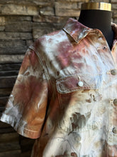 Load image into Gallery viewer, Women’s XL Short Sleeved Button Down Denim Shirt Dress with Pockets in ‘Brushed Steel’
