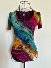 Load image into Gallery viewer, Women’s Small Reverse Geode Short Sleeve Bodysuit in ‘Gypsy Skies’
