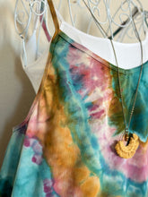 Load image into Gallery viewer, Women’s Large Geode Harem Shorts Romper in Aqua, Gold &amp; Pink
