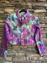 Load image into Gallery viewer, Youth Large Distressed Denim Jacket in ‘Northern Lights’
