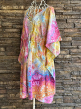 Load image into Gallery viewer, Women’s Medium (but can fit S-XL) Geode Caftan Swim Cover-up with Drawstring Waist &amp; Button Front in ‘Bird Song’
