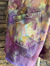 Load image into Gallery viewer, Women’s Size 28 Distressed Denim Overall Shorts in ‘Sugar Plum’
