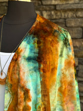 Load image into Gallery viewer, Women’s One Size (fits large-3X best) Hand-sewn Geode Bamboo Velour Duster Kimono in ‘Boulder Turquoise’
