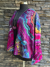 Load image into Gallery viewer, Women’s 2X Eileen Fisher Organic Cotton Reverse Geode Hooded Cardigan with Pockets in ‘Spectrolite’
