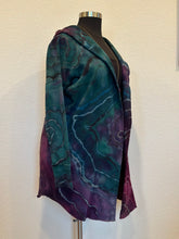 Load image into Gallery viewer, Custom Reverse Geode Hooded Sweatshirt Cardigan in ‘Mermaid’ for Rosie
