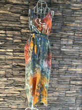 Load image into Gallery viewer, Women’s XS (can fit a small, too) Geode Button Front Jumpsuit with Tie in ‘Nutmeg &amp; Marine’

