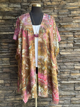 Load image into Gallery viewer, Women’s One Size (Fits M-3X best) Linen/Rayon Geode Kimono in ‘Mother Nature’
