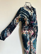 Load image into Gallery viewer, Women’s Medium Reverse Geode Terry Long Sleeved Jumpsuit in ‘Pinot Sage &amp; Teal’
