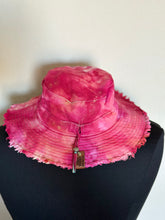 Load image into Gallery viewer, Women’s One Size Adjustable Frayed Bucket Hat with Chin Strap in ‘CandyPop’
