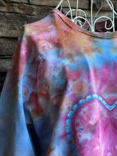 Load image into Gallery viewer, Women’s Small Oversized (can fit up to a large)100% Organic Cotton Heart Crewneck Sweatshirt in ‘Bird Song’
