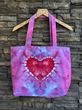 Load image into Gallery viewer, Cotton Canvas Zippered Tote Bag with Heart with Inside Zippered Pocket in ‘Pink Lilac’
