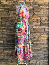 Load image into Gallery viewer, Women’s XS 0-2 (runs large, fits closer to a Small) 100% Cotton Tiered Halter Midi Dress with Pockets in ‘Cosmic Eyes’
