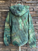 Load image into Gallery viewer, Women’s XS (can fit a small, too) Upcycled Geode Quilted Hoodie with Pockets in ‘Moss Agate’
