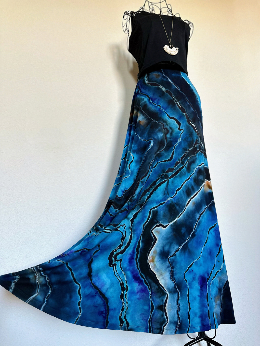 Custom Reverse Geode Maxi Skirt in ‘Midnight Sapphire’