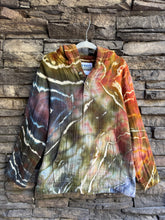 Load image into Gallery viewer, Youth 5T Geode Cotton Gauze Hooded Long Sleeved Shirt with Kangaroo Pocket in ‘Rustic Rainbow’
