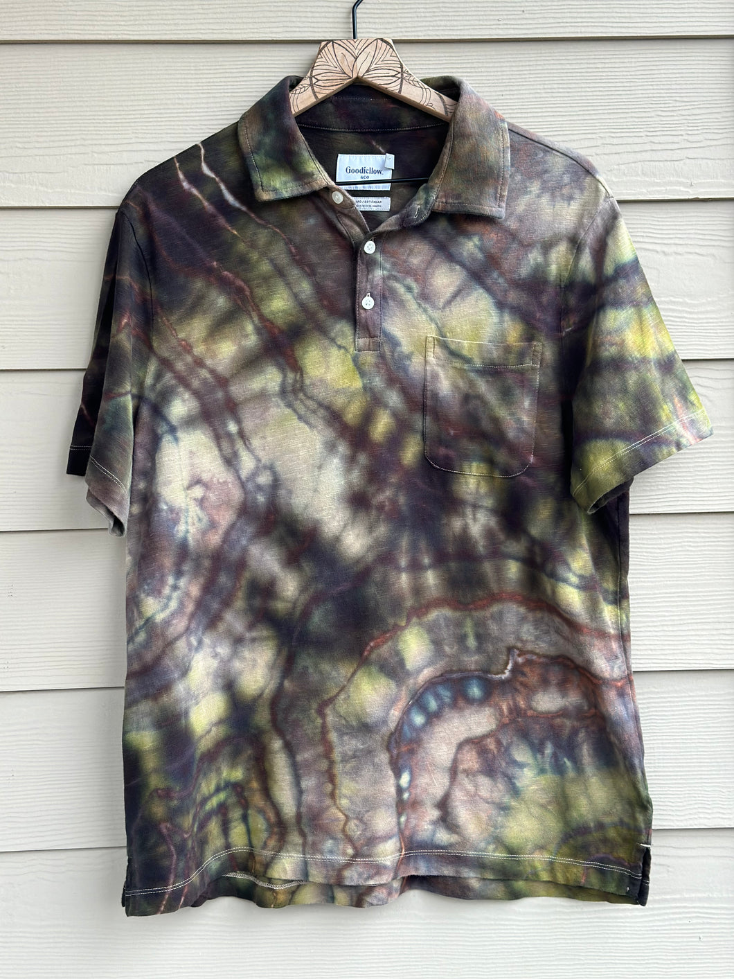 Men’s Large Geode Polo Shirt in ‘Fatigue Green’