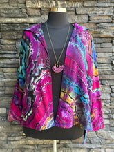 Load image into Gallery viewer, Women’s 2X Eileen Fisher Organic Cotton Reverse Geode Hooded Cardigan with Pockets in ‘Spectrolite’
