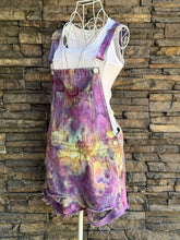 Load image into Gallery viewer, Women’s Size 28 Distressed Denim Overall Shorts in ‘Sugar Plum’
