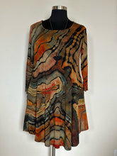 Load image into Gallery viewer, Women’s 1X Reverse Geode 3/4 Sleeve Dress with Pockets
