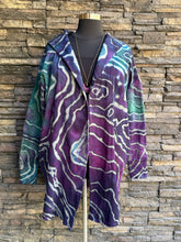 Load image into Gallery viewer, Custom Reverse Geode Hooded Sweatshirt Cardigan in ‘Mermaid Tail’ for Alisa
