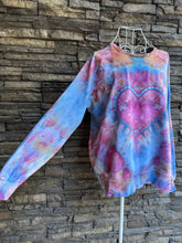 Load image into Gallery viewer, Women’s Small Oversized (can fit up to a large)100% Organic Cotton Heart Crewneck Sweatshirt in ‘Bird Song’
