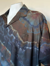 Load image into Gallery viewer, Men’s XL Reverse Geode Rayon Button Up Short Sleeve Shirt in ‘Midnight Jasper’
