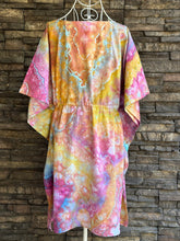 Load image into Gallery viewer, Women’s Medium (but can fit S-XL) Geode Caftan Swim Cover-up with Drawstring Waist &amp; Button Front in ‘Bird Song’
