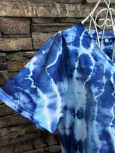 Load image into Gallery viewer, Women’s Medium Geode V-Neck Short Sleeved Rayon Top in ‘Azurite’
