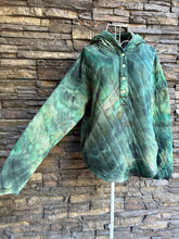 Load image into Gallery viewer, Women’s XS (can fit a small, too) Upcycled Geode Quilted Hoodie with Pockets in ‘Moss Agate’
