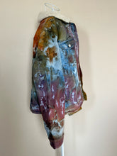 Load image into Gallery viewer, Women’s XL Upcycled Sherpa Lined Denim Jacket in ‘Rustic Rainbow’
