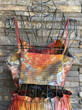 Load image into Gallery viewer, Women’s Medium Geode Tie-Waist Midi Skirt &amp; Cropped Bralette Tank Top Set in ‘Rustic Rainbow’
