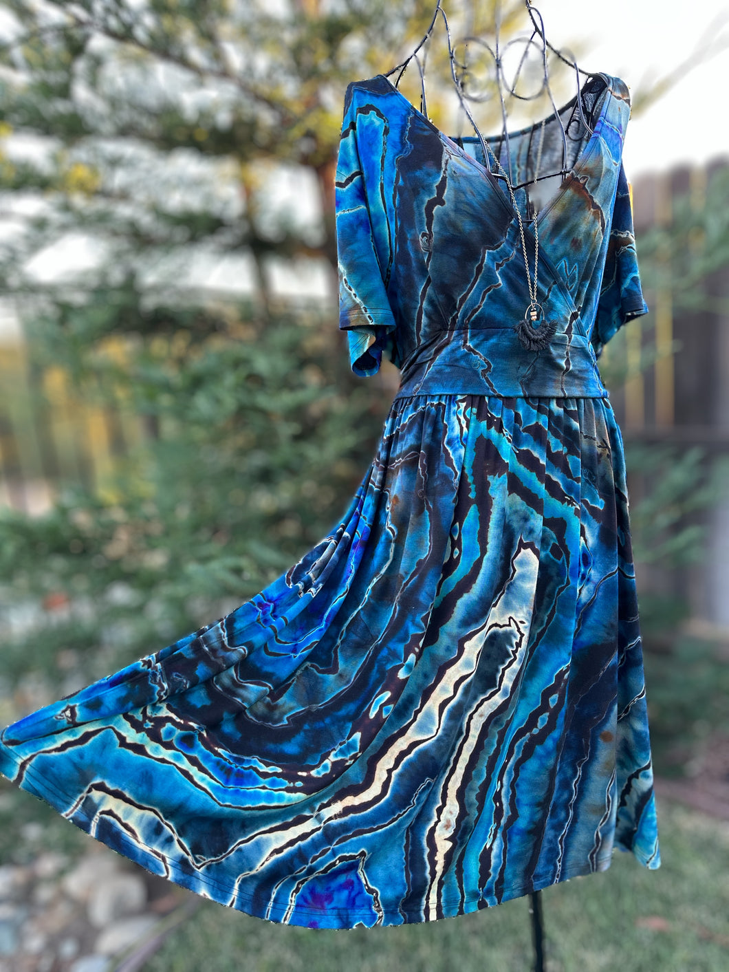 Custom Reverse Geode Dress in ‘Midnight Sapphire’ for Kim