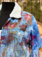 Load image into Gallery viewer, Women’s XXL Upcycled Sherpa Lined Denim Jacket in ‘Bird Song’
