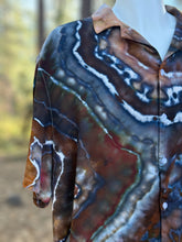 Load image into Gallery viewer, Custom Geode 100% Rayon Button Up Short Sleeve Shirt in ‘Turkey Tail Mushroom’ for Scot
