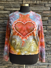 Load image into Gallery viewer, Women’s XL Heart Pullover Sweatshirt with Pockets &amp; Thumbholes in ‘Rustic Rainbow’
