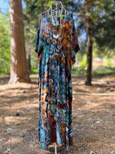 Load image into Gallery viewer, Women’s One Size (S-3X) Geode 100% Rayon Tie Front Caftan Dress in ‘Rooster’
