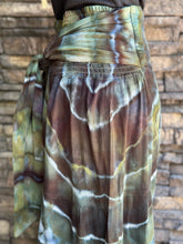 Load image into Gallery viewer, Women’s Medium (could fit a large too) Geode 100% Rayon Flowy Wide-Leg Tiered Pants with Tie Front in ‘Moss Agate’
