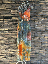Load image into Gallery viewer, Women’s XS (can fit a small, too) Geode Button Front Jumpsuit with Tie in ‘Nutmeg &amp; Marine’
