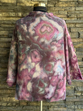 Load image into Gallery viewer, Women’s L (but can fit up to a 2X) Loose Geode Cotton Gauze Kimono with Frayed Hems &amp; 3/4 Sleeves in ‘Black Cherry Storm’
