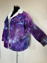 Load image into Gallery viewer, Custom Sherpa Lined Denim Jacket in Purples for Laura
