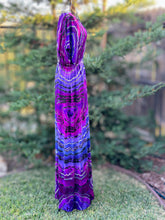 Load image into Gallery viewer, Custom Reverse Geode Surplice Maxi Dress in ‘Purple Haze’ for Mary
