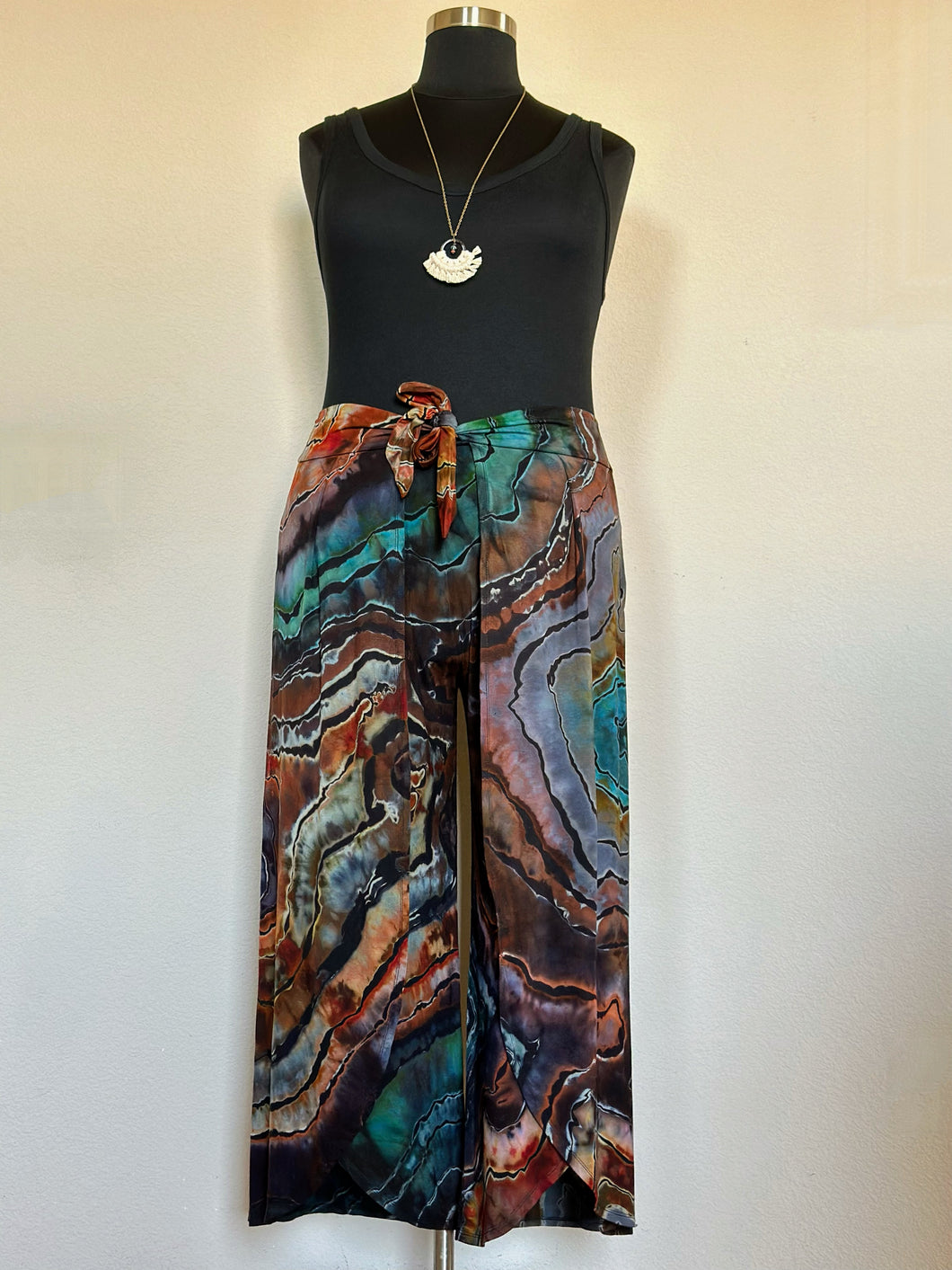 Custom Reverse Geode Faux Wrap Pants In ‘Petrified Wood’ for Amy