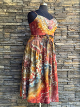 Load image into Gallery viewer, Women’s XL Geode Rayon/Linen 2 Piece Midi Skirt with Pockets &amp; Cropped Bralette Tank Top Set in ‘Rustic Rainbow’
